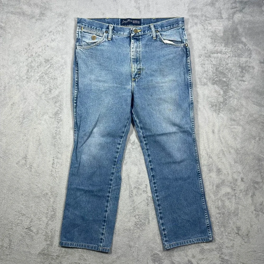 Wrangler George Strait Jeans Mens 35(34)x30(26) Blue Cowboy Cut Denim 936GSHD